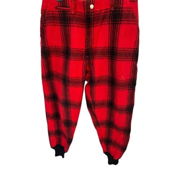 VINTAGE WOOL PANTS Buffalo Plaid Red Black Pockets Jogger Hunt Ski Snow 32x30 - Picture 10 of 16